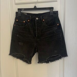 Black Distressed Denim Shorts